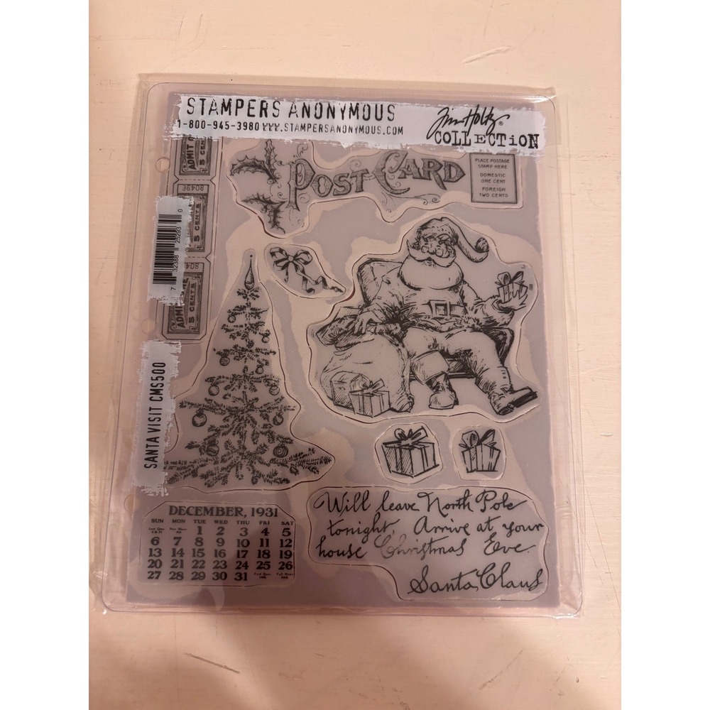 Stampers Anonymous Tim Holtz Cling Stamps Santa Visit CMS500 Vintage Christmas